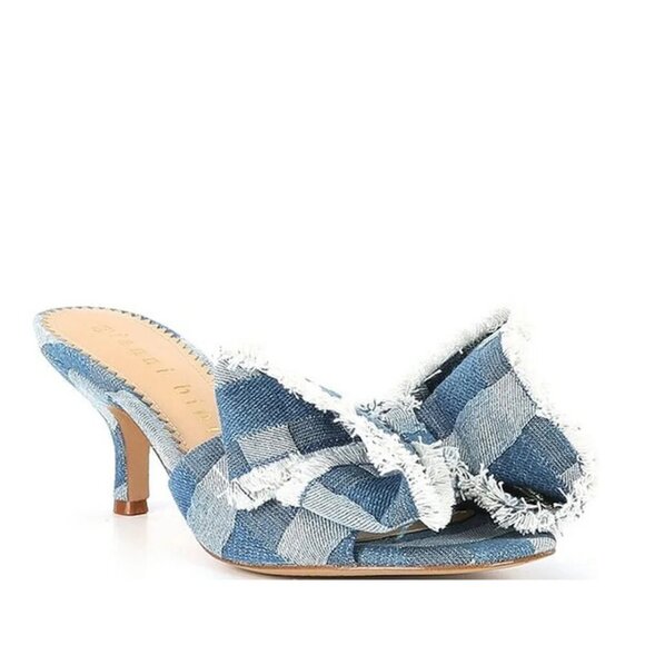 Gianni Bini Shoes - NEW Gianni Bini Wendell Patchwork Denim Bow Dress Slide Sandals